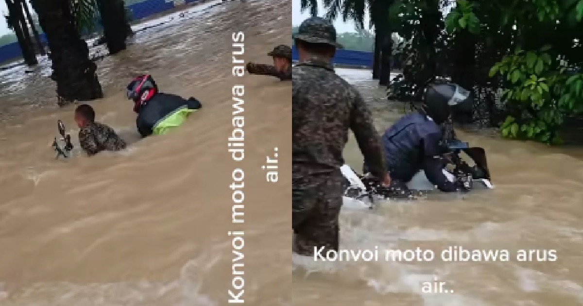 S’PORE MOTORCYCLISTS STUCK IN JOHOR FLOOD, RESCUED BY M’SIA ARMED FORCES
