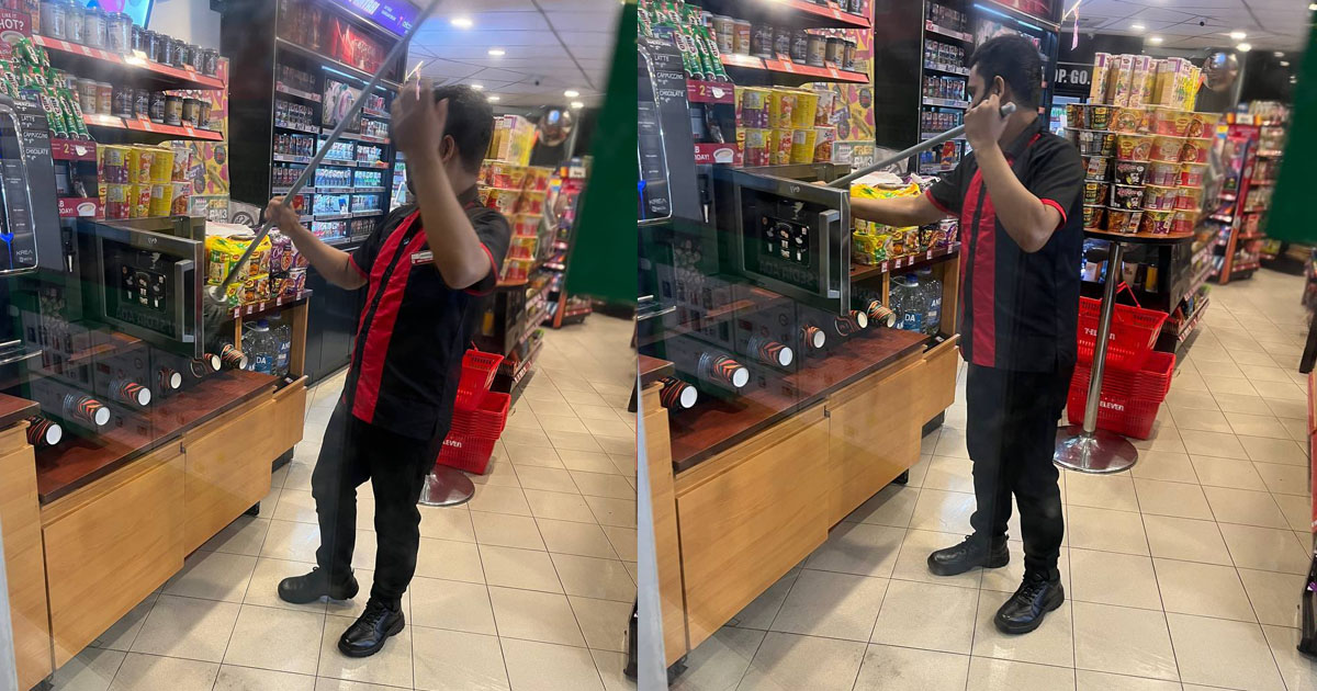 M’SIA 7-ELEVEN STAFF CAUGHT CLEANING MICROWAVE WITH MOP