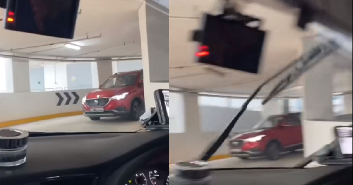 GENIUS DRIVER, GOES AGAINST TRAFFIC IN SPIRAL CAR PARK AT JOO KOON FAIRPRICE HUB