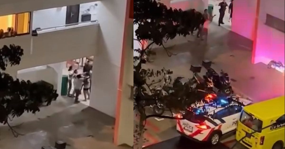 LARGE GROUP HAVING ARGUMENT AT YISHUN VOID DECK, NOISY UNTIL POLICE COME