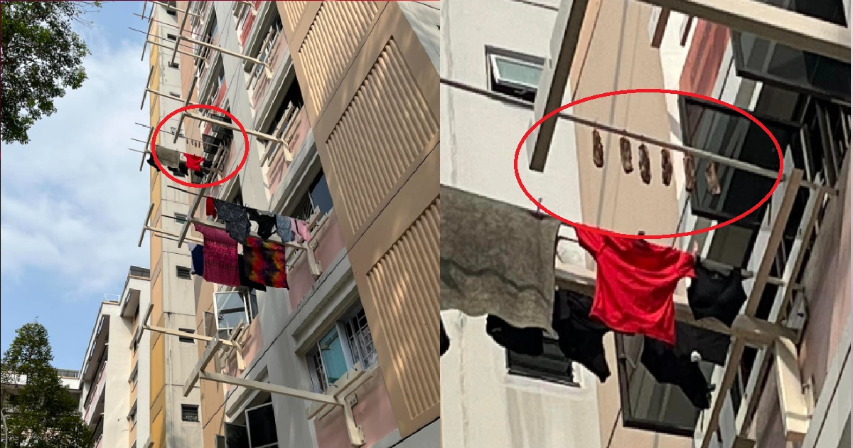 HDB RESIDENT HANGS PORK BELLY OUTSIDE WINDOW, SAUCE DRIPS ON NEIGHBOUR’S CLOTHES BELOW