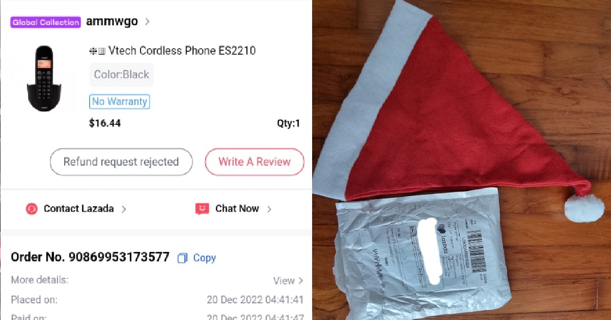 YET ANOTHER “SANTA HAT” VICTIM – WOMAN BOUGHT PHONE ON LAZADA & GOT A SANTA HAT INSTEAD