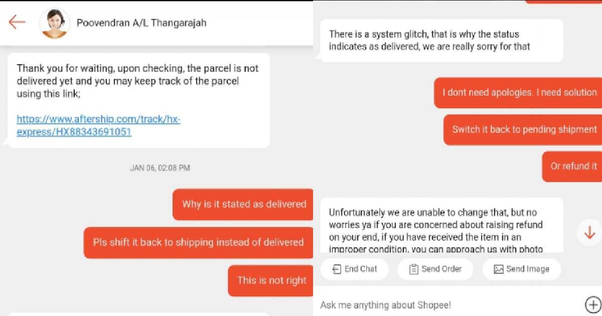 WOMAN ORDERED ITEM FROM SHOPEE, ITEM DIDN’T ARRIVE BUT STILL MARKED AS “DELIVERED”