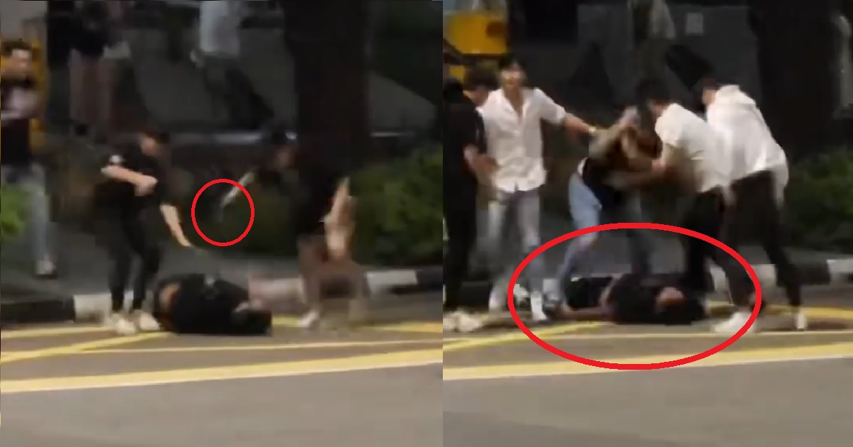 HUGE GANG FIGHT AMONG YPs, AH BENG GETS STABBED & STOMPED ON THE HEAD UNTIL K.O ON ROAD