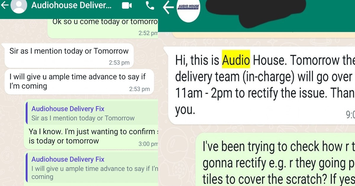 NETIZEN SAYS AUDIO HOUSE SG TEAM SCRATCHED HIS TILES, THEN UNSINCERELY APOLOGISE