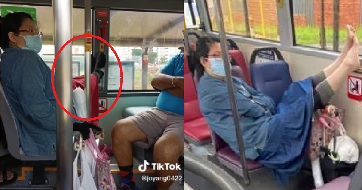 WOMAN PUTS FEET ON BUS WINDOW, THEN CHALLENGES BUS DRIVER TO CALL POLICE