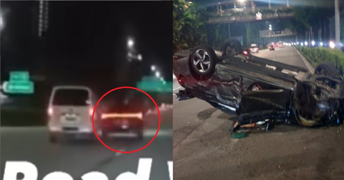 CAR CRASHED INTO VAN & TURNED “TURTLE”, 20 Y.O MAN ARRESTED FOR DRINK DRIVING