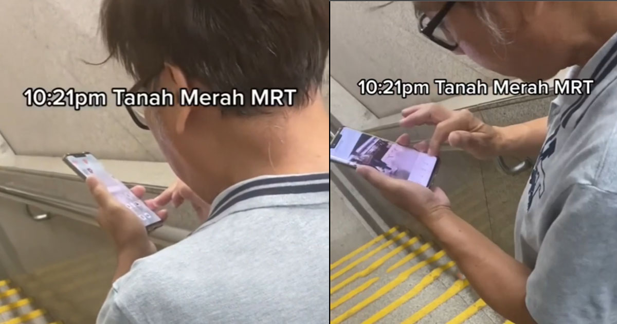 MAN CAUGHT & CONFRONTED FOR TAKING PHOTO OF WOMEN ON AT TANAH MERAH MRT