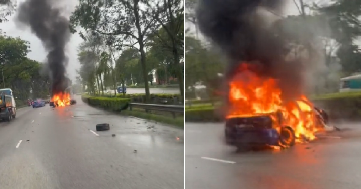 BMW WENT UP IN FLAMES IN THE MIDDLE OF PIE, 50 Y.O DRIVER SENT TO THE HOSPITAL