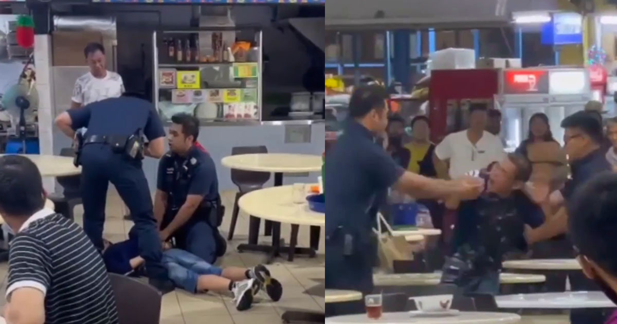 DRUNK MAN ATTACK POLICE KENA ARRESTED IN WOODLANDS INDUSTRIAL