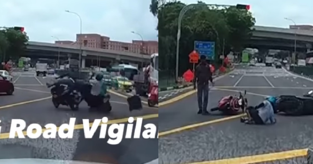 MOTORCYCLIST BEATS RED LIGHT & CRASHES INTO INNOCENT RIDER, STAND THERE ACT BLUR