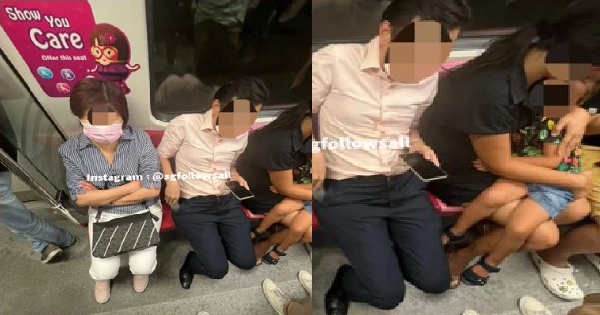 COMMUTERS SAW WOMAN CARRYING BABY IN MRT WITHOUT SEAT, THEN PRETEND TO SLEEP & USE PHONE