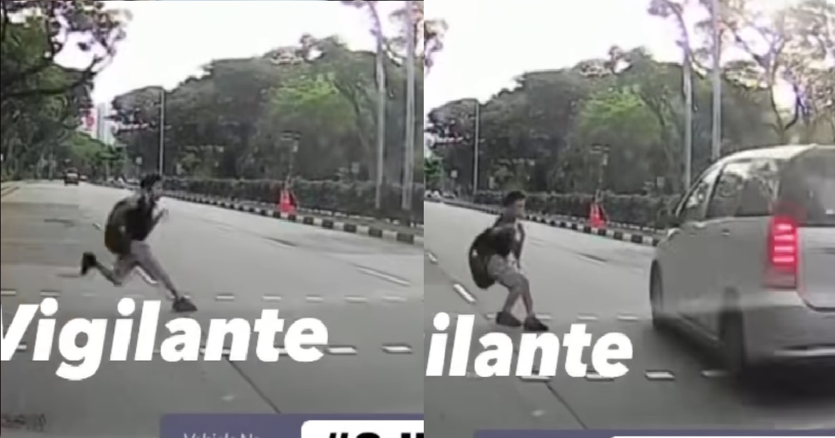 CRAZY DRIVER SPEEDS PAST RED LIGHT @ BEDOK, ALMOST HIT SCHOOLBOY CROSSING ROAD