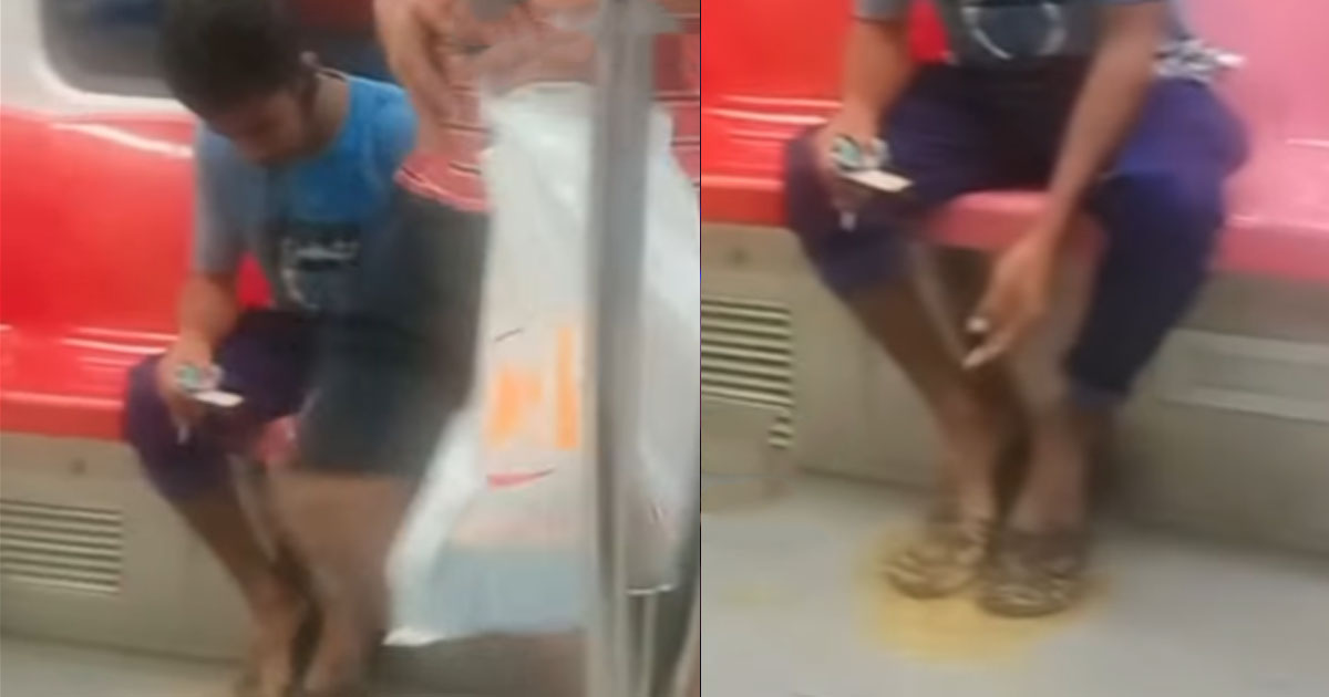 DRUNK MAN VOMITS IN MRT, PERSON SITTING NEXT TO HIM FASTER RUN