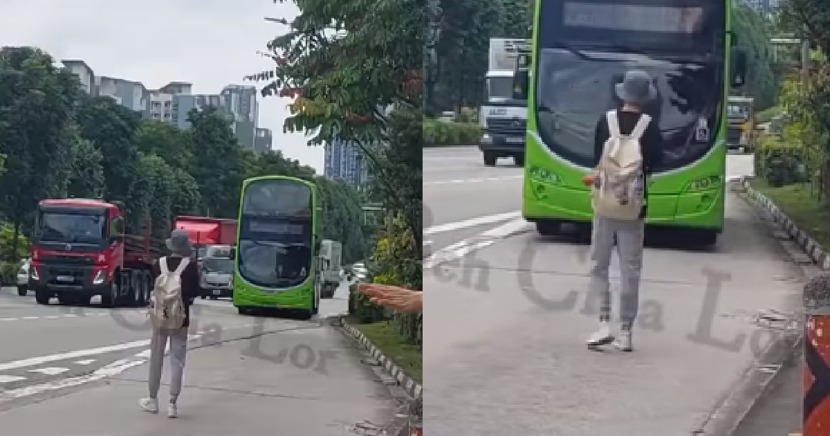 GUY UPSET PREVIOUS BUS LEFT WITHOUT HIM, STAND ON ROAD & BLOCK THE NEXT BUS