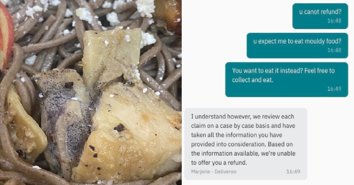 WOMAN FINDS MOULD IN HER FOOD ORDER, CLAIMS DELIVEROO REFUSED TO REFUND HER