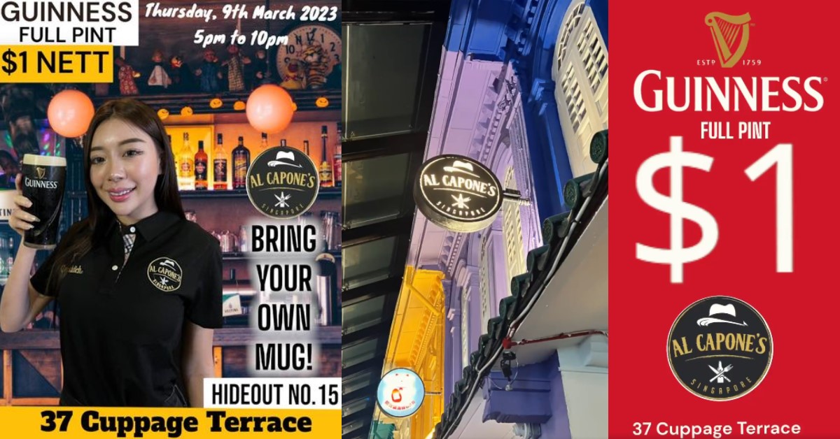 AL CAPONE @ CUPPAGE TERRACE OFFERING GUINNESS FOR $1, BRING YOUR OWN MUG