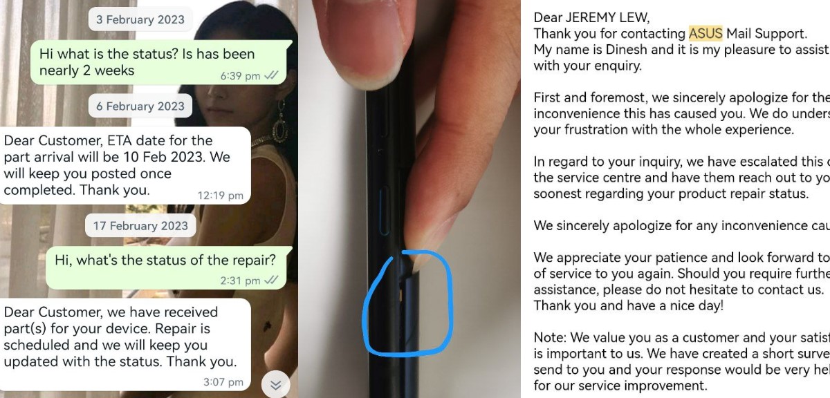 MAN SPENT $1.9K ON ASUS PHONE, RECEIVED RUBBISH AFTER SALES SERVICE FROM THEM