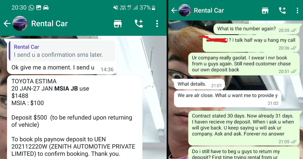 MAN RENTS CAR AND FOUND THAT COMPANY ADDRESS IS FAKE, $500 DEPOSIT GONE