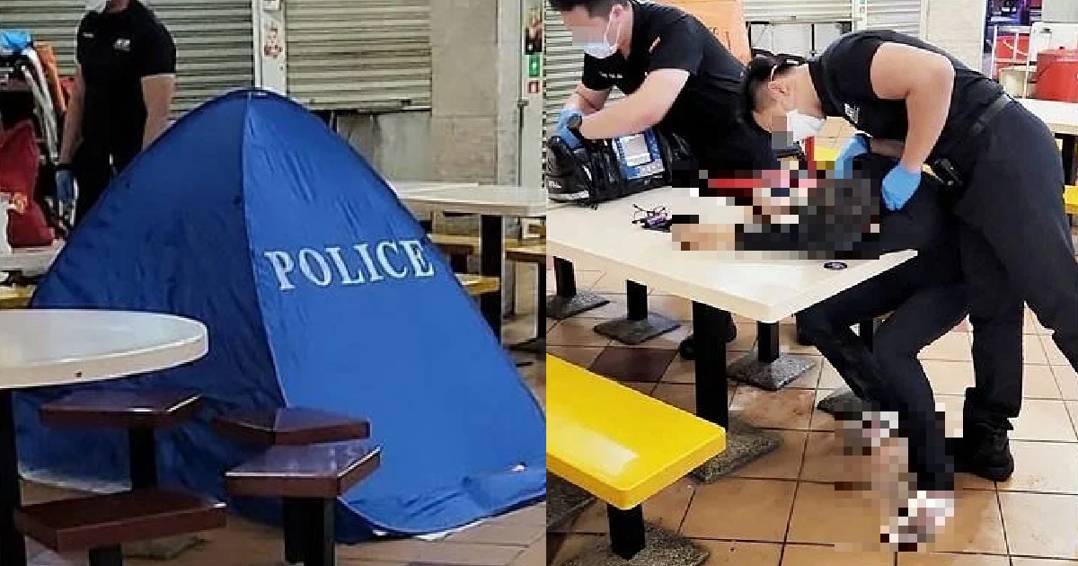 DEAD BODY OF 56 Y.O MAN FOUND SLUMPED OVER TABLE @ NORTH BRIDGE RD HAWKER CENTRE