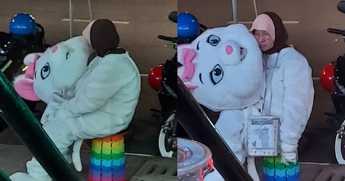 ELDERLY WOMAN HAS TO WORK AS A CAT MASCOT AT BAZAAR JUST TO SURVIVE