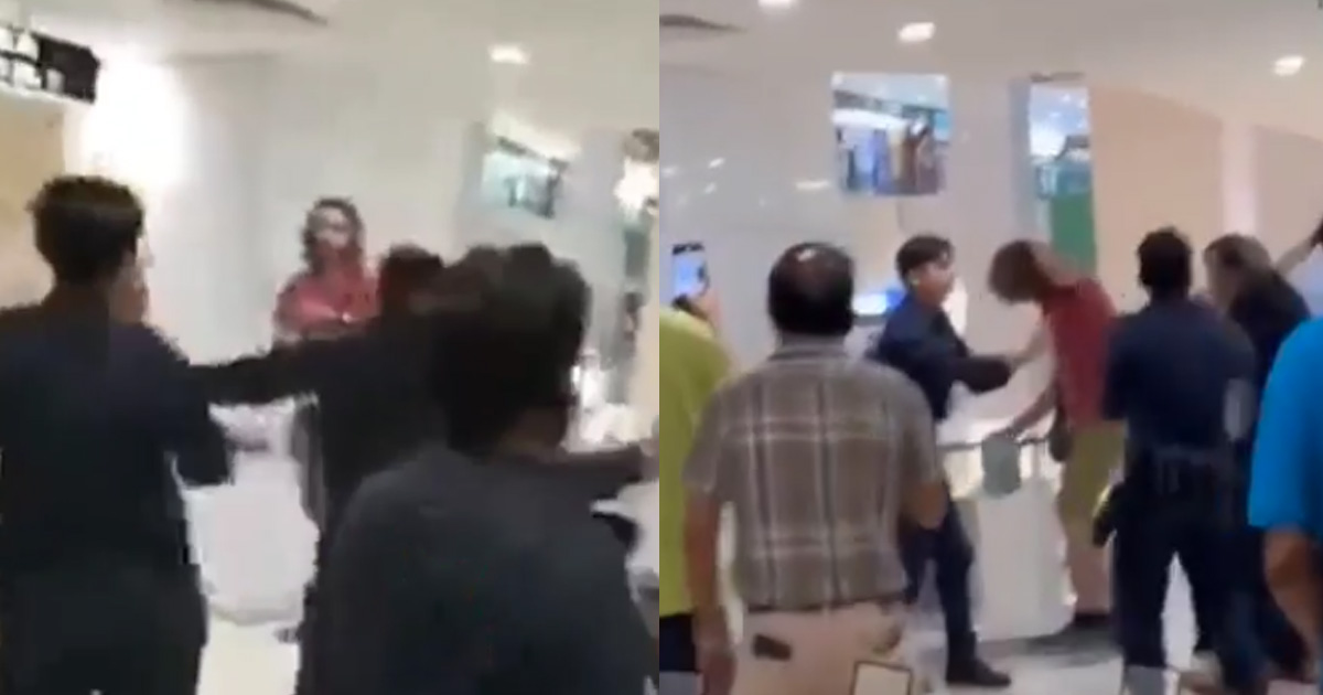LOCAL BENGS FIGHTING WITH ANG MOH IN LUCKY PLAZA, WOMAN JOINS IN