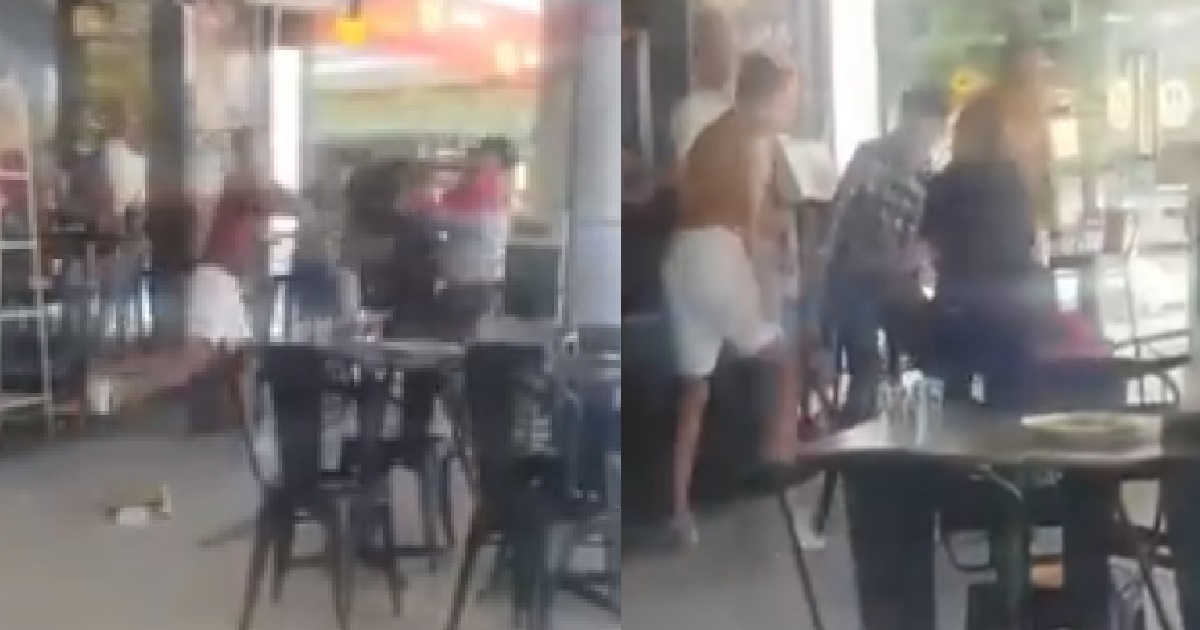FOODPANDA RIDER FIGHTS WITH 2 MEN @ RESTAURANT, KENA CHAIR TO THE FACE