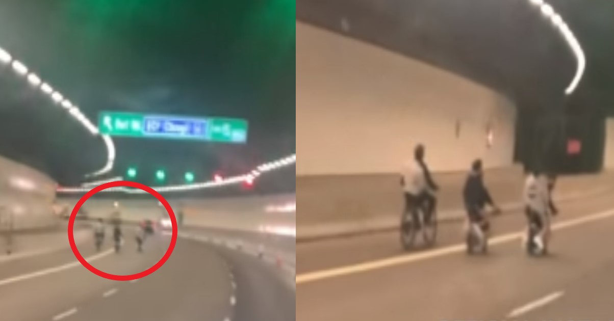 3 PMDS WITH 3 PILLION CHIONG INSIDE KPE TUNNEL LIKE THEIR LIFE WORTH NOTHING