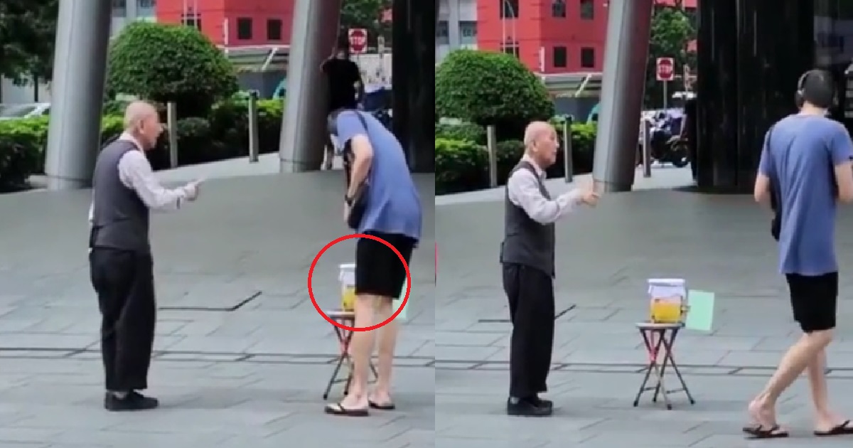 ELDERLY BUSKER GOT ROBBED BY ANGMOH MAN @ ORCHARD, TOOK HIS TIP MONEY & FLED