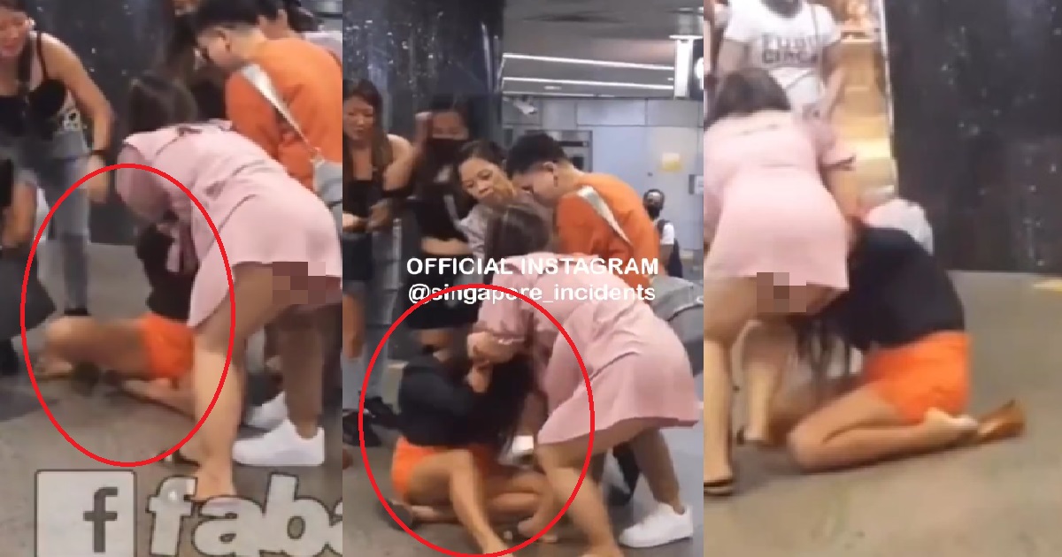WOMEN FIGHTING ON THE FLOOR @ ORCHARD MRT, PULL HAIR UNTIL DIE DIE DON’T WANT LET GO