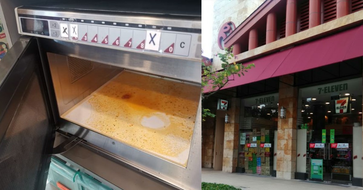 7-11 MICROWAVE @ RESORTS WORLD SENTOSA STAINED LIKE ‘LAOSAI’, STAFF DON’T BOTHER TO CLEAN