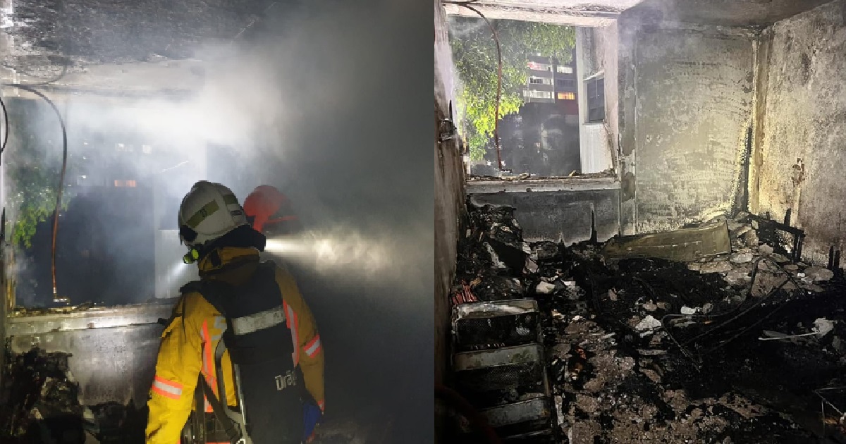 FIRE @ HOUGANG HDB, BURN UNTIL WHOLE UNIT CHAO-TAH & 130 PEOPLE EVACUATED