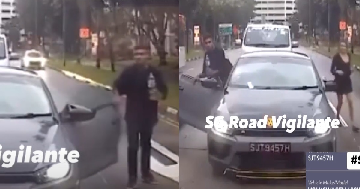 SPEEDING DRIVER BEATS RED LIGHT AND ALMOST RUNS OVER ELDERLY WOMAN @ HOUGANG
