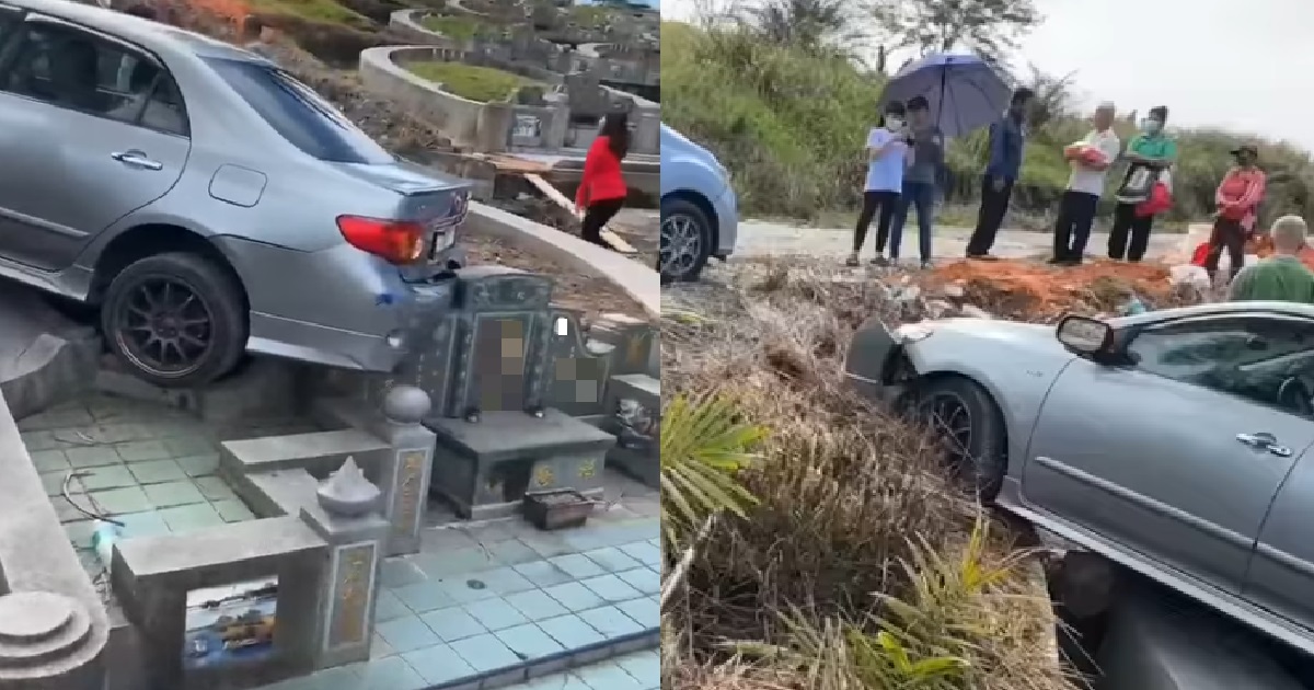 DRIVER ACCIDENTALLY REVERSED CAR INTO STRANGER’S TOMBSTONE DURING QING MING CLEANING