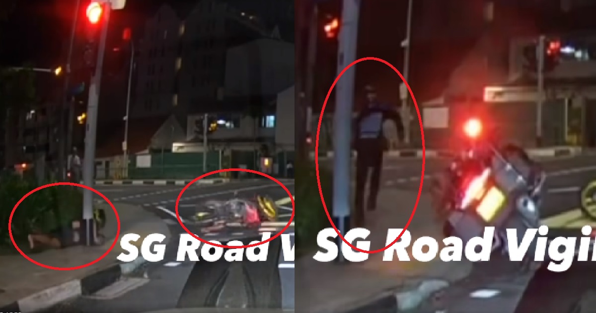 MOTORCYCLIST CRASHED ON ROAD & RUNS AWAY, ABANDONS BIKE & GETS CHASED BY TP OFFICER