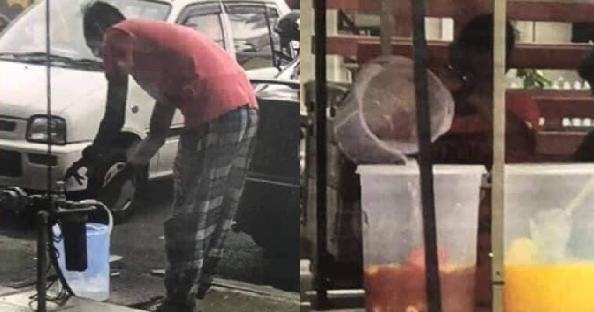 DRINKS STALL VENDOR USES ROADSIDE TAP WATER TO REFILL HIS DRINKS, CUSTOMERS HORRIFIED