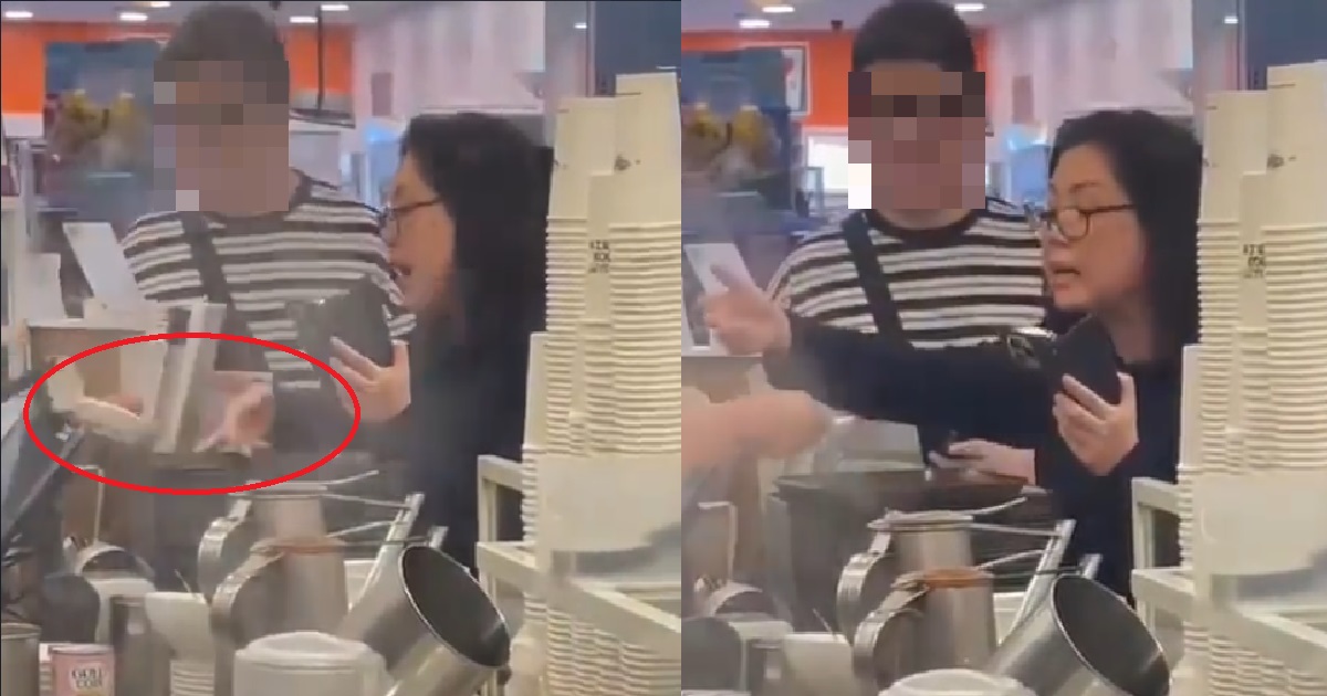 AUNTIE NOT HAPPY TOAST BOX STAFF NEVER HELP HER CRACK HER EGGS, THROWS IT AT HER