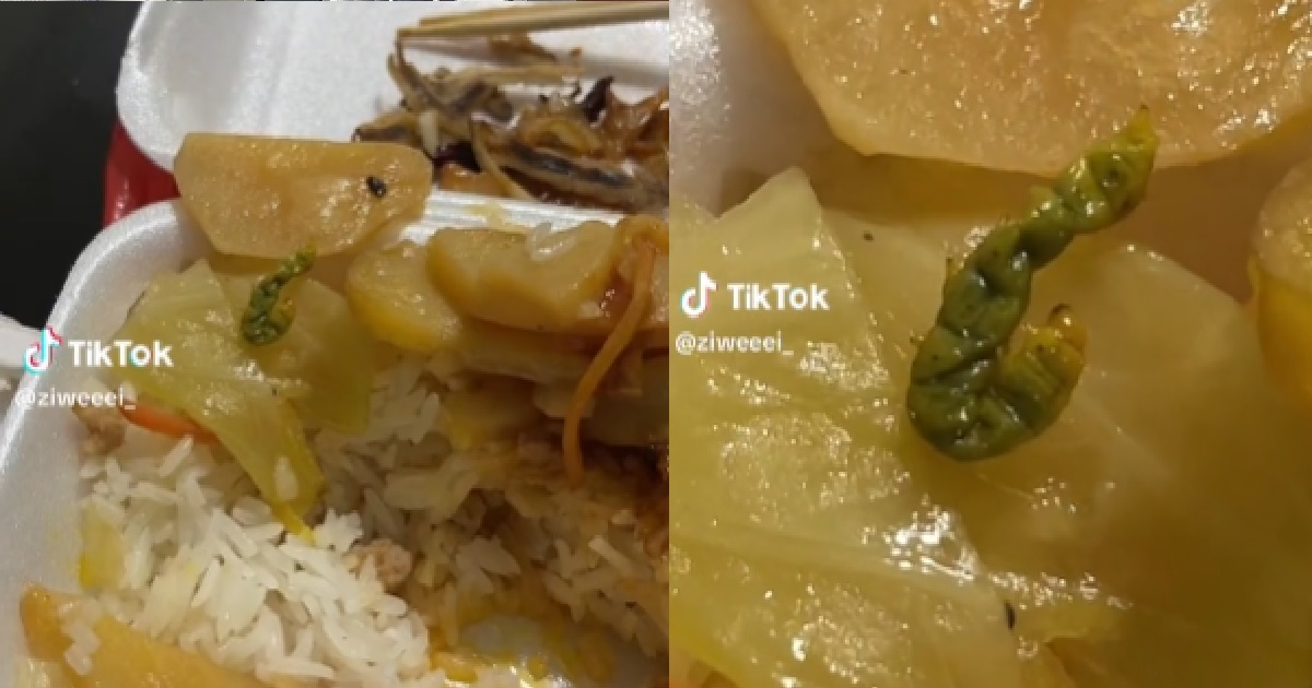 WOMAN FOUND CATERPILLAR IN HER CAI PNG FROM BEDOK STALL, STRAIGHT AWAY LOST APPETITE