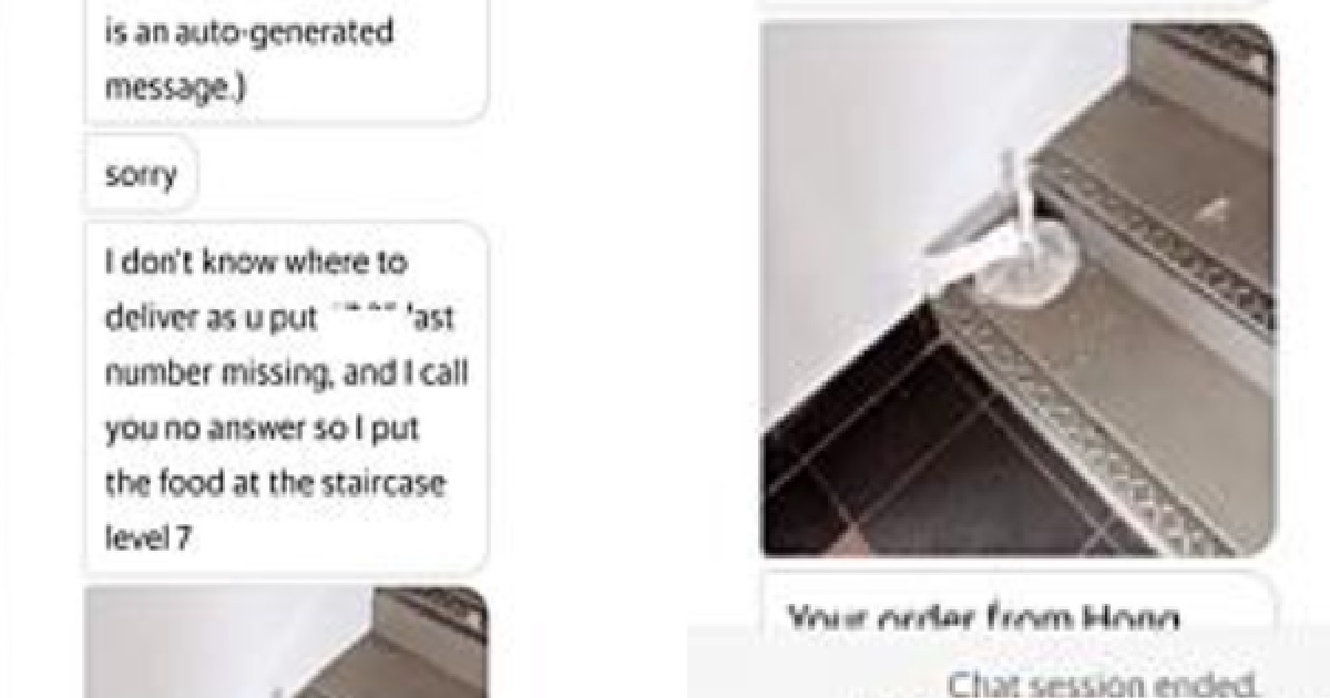 GRABFOOD RIDER CAN’T FIND UNIT, CUSTOMER UNREACHABLE SO LEFT FOOD @ STAIRCASE