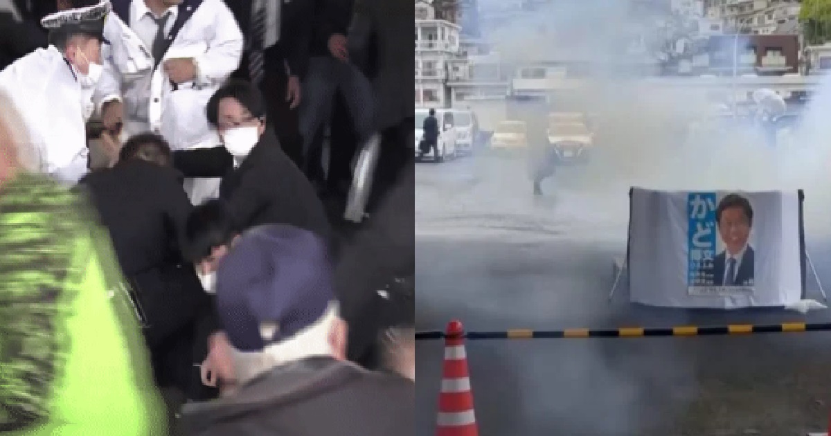 JAPAN PRIME MINISTER FUMIO KISHIDA GETS ATTACKED BY SMOKE BOMB, MAN ARRESTED
