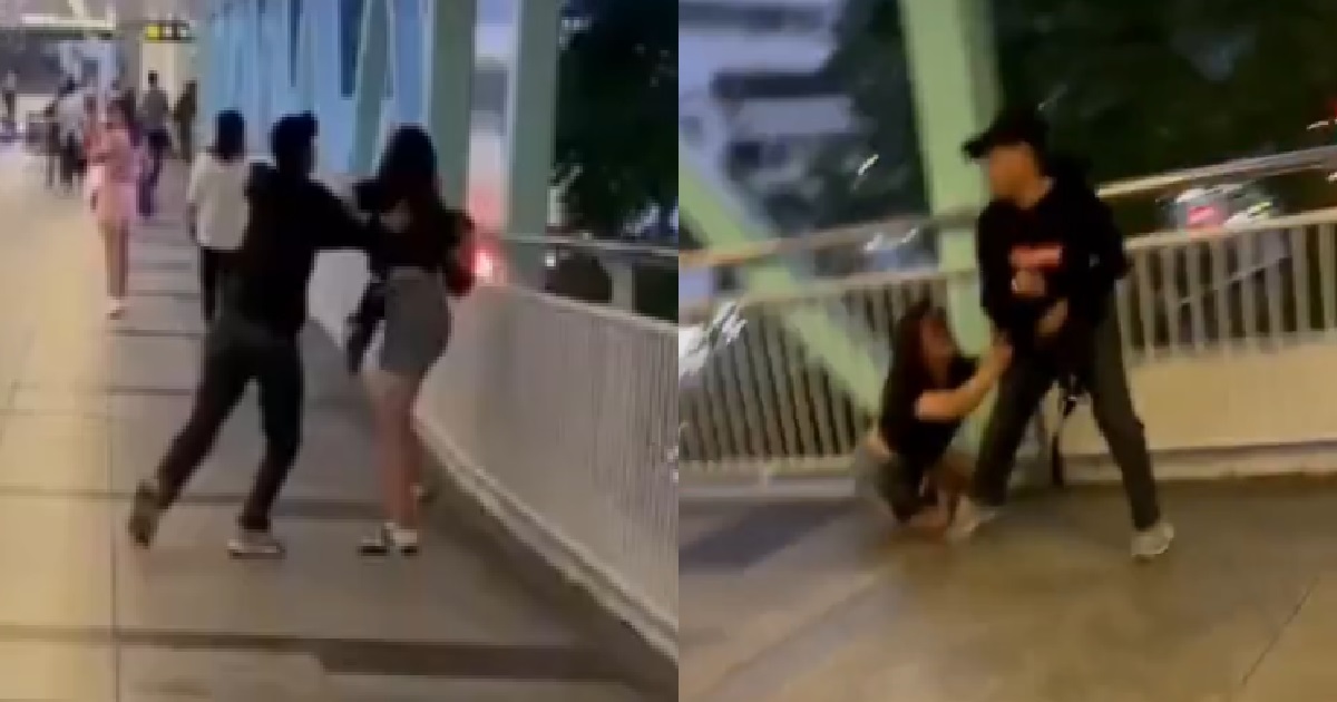 WOMAN KENA WHACK BY GUY, GOT KNEED IN THE BACK & THROWN ON THE GROUND