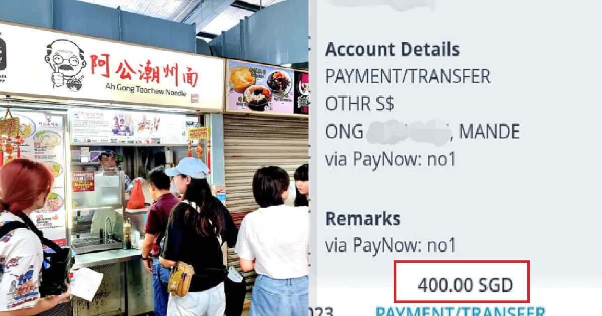 CUSTOMER PAID $400 FOR $4 NOODLES @ WHAMPOA STALL, OWNER LOOKING FOR THEM TO REFUND