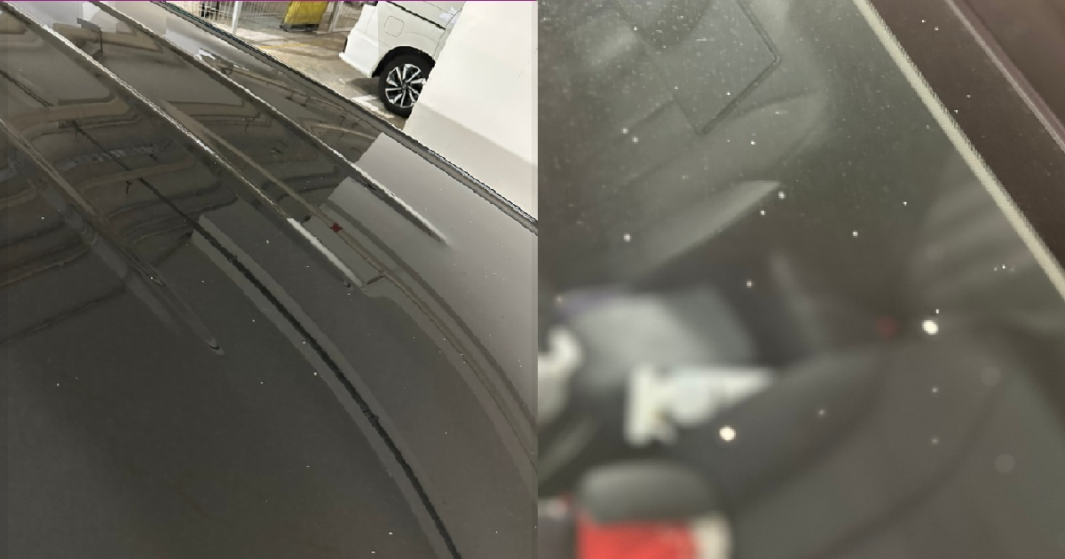 MAN PARKED HIS CAR @ SEMBAWANG CAR PARK, COMES BACK & FINDS PAINT ON IT