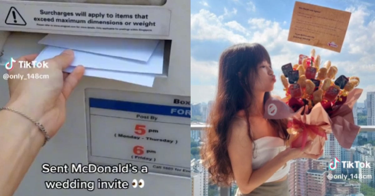 S’PORE COUPLE SENT WEDDING INVITATION TO MCDONALD’S, GETS NUGGETS & SAUCE BOUQUET