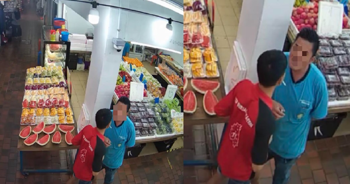 WORKERS 1V1 @ YISHUN FRUIT STALL, WANT TO TAKE KNIFE BUT KENA STOPPED, 37 Y.O ARRESTED