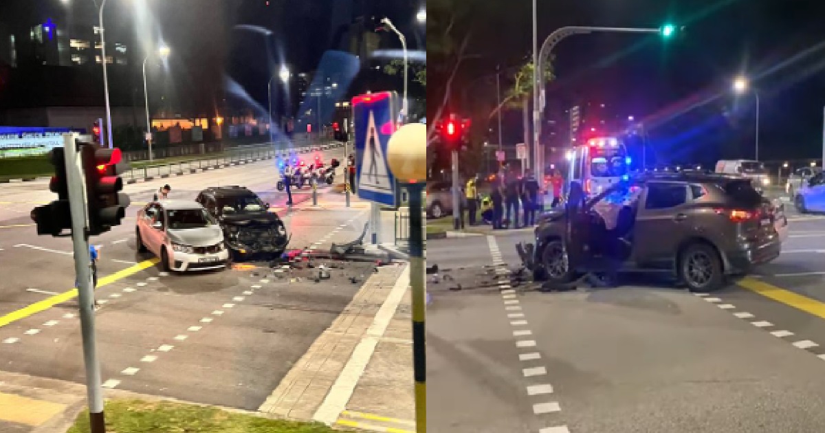 3 PEOPLE SENT TO HOSPITAL AFTER CRASH BETWEEN 2 CARS @ BUANGKOK & HOUGANG JUNCTION