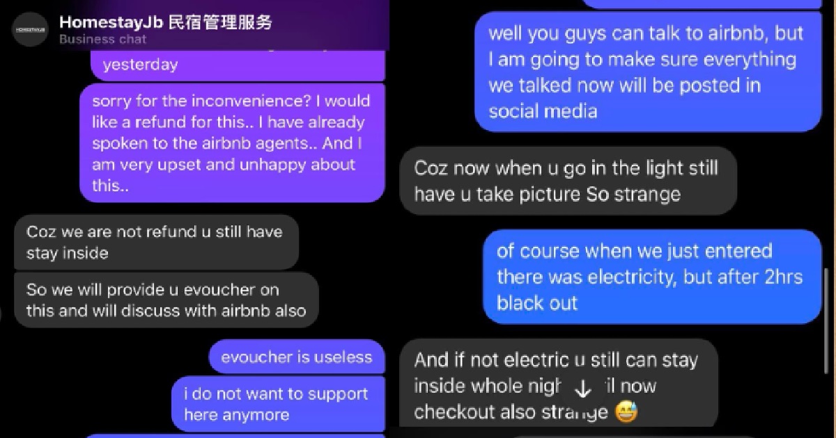 S’PORE MAN’S JB AIRBNB BLACKOUT, HOST GUAI LAN WITH HIM & REFUSE TO REFUND