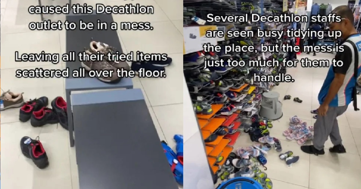 CUSTOMERS TRIED ON SHOES THEN ANYHOW THROW & MESS UP THE PLACE @ DECATHLON OUTLET