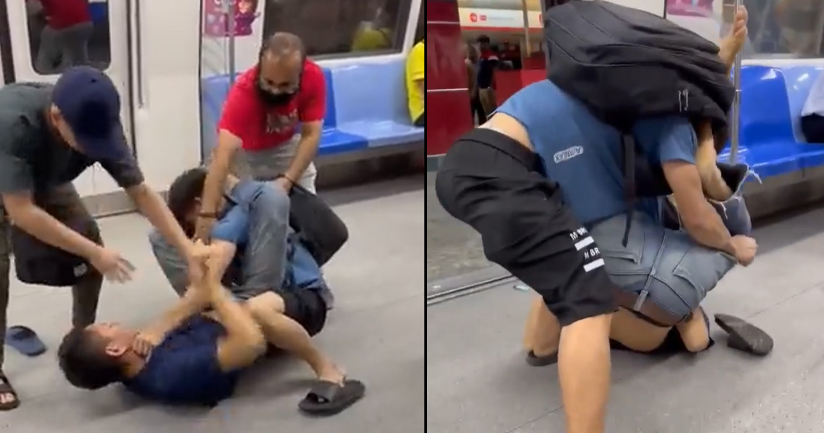 ROYAL RUMBLE AT ORCHARD MRT, TWO MEN FIGHTING