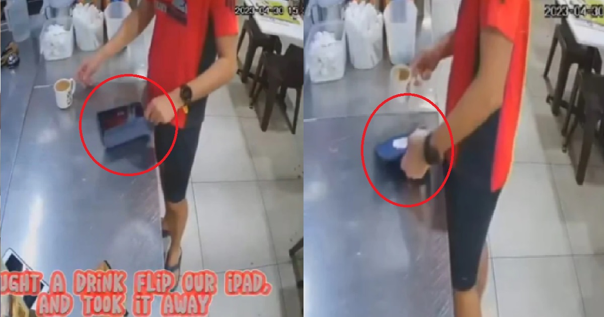 MAN CAUGHT ON CCTV STEALING IPAD @ SENGKANG COFFEESHOP, BUY KOPI GET “FREE” IPAD
